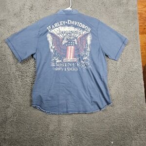 Harley Davidson Motorcycles Mens XL Short Sleeve Button Up Genuine MotorClothes